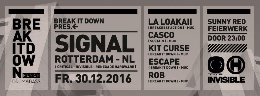 Poster: 30.12.16 BREAK IT DOWN pres. SIGNAL [CRITICAL / INVISIBLE]