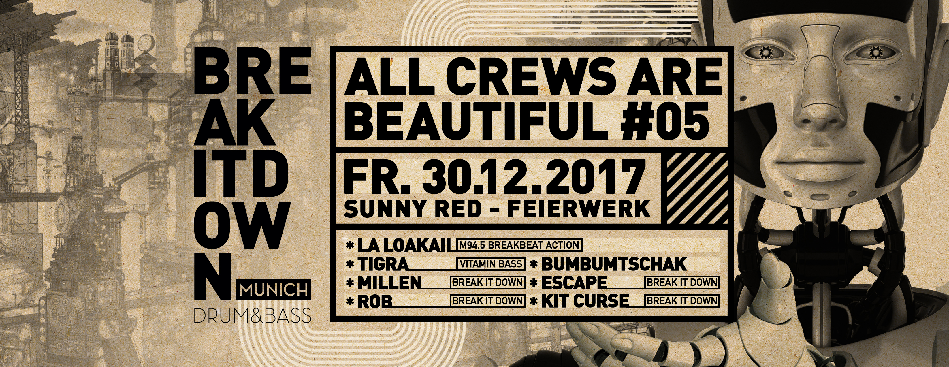 Poster: 30.12.17 BREAK IT DOWN pres. ALL CREWS ARE BEAUTIFUL #05