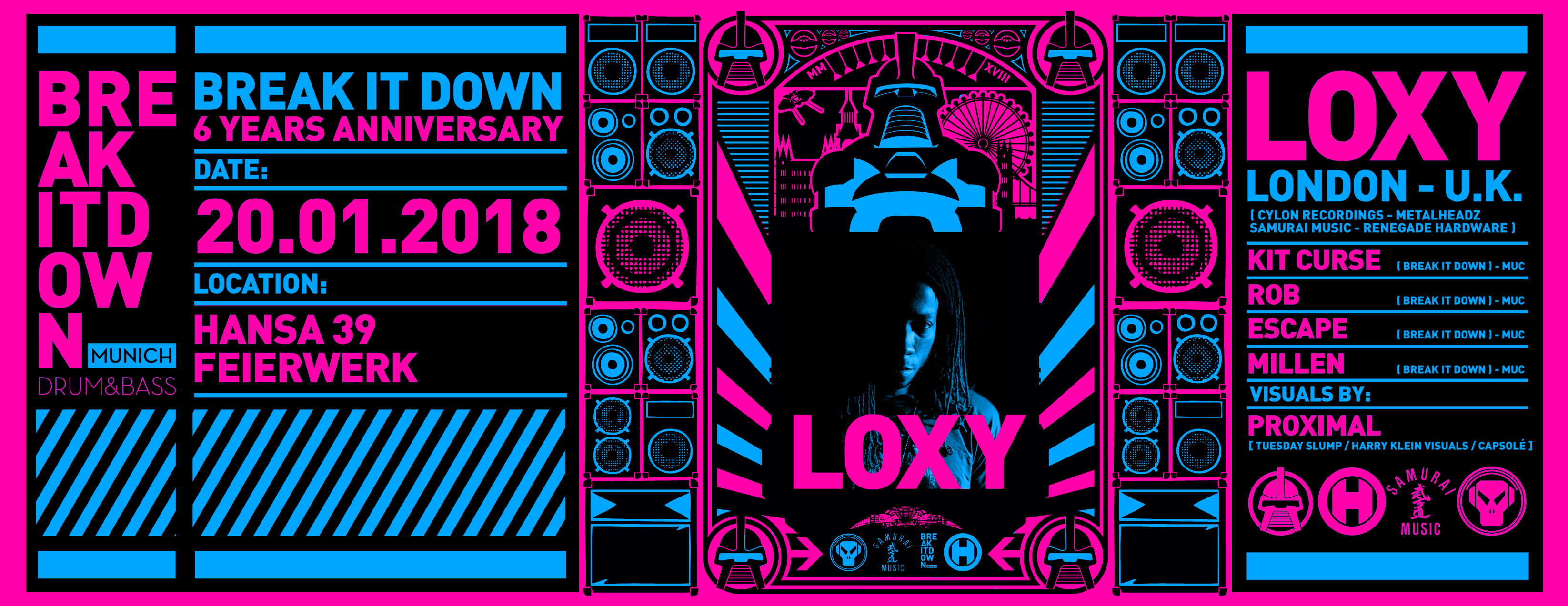 Poster: 20.01.18 BREAK IT DOWN 6 YEARS ANNIVERSARY WITH LOXY (CYLON / METALHEADZ)