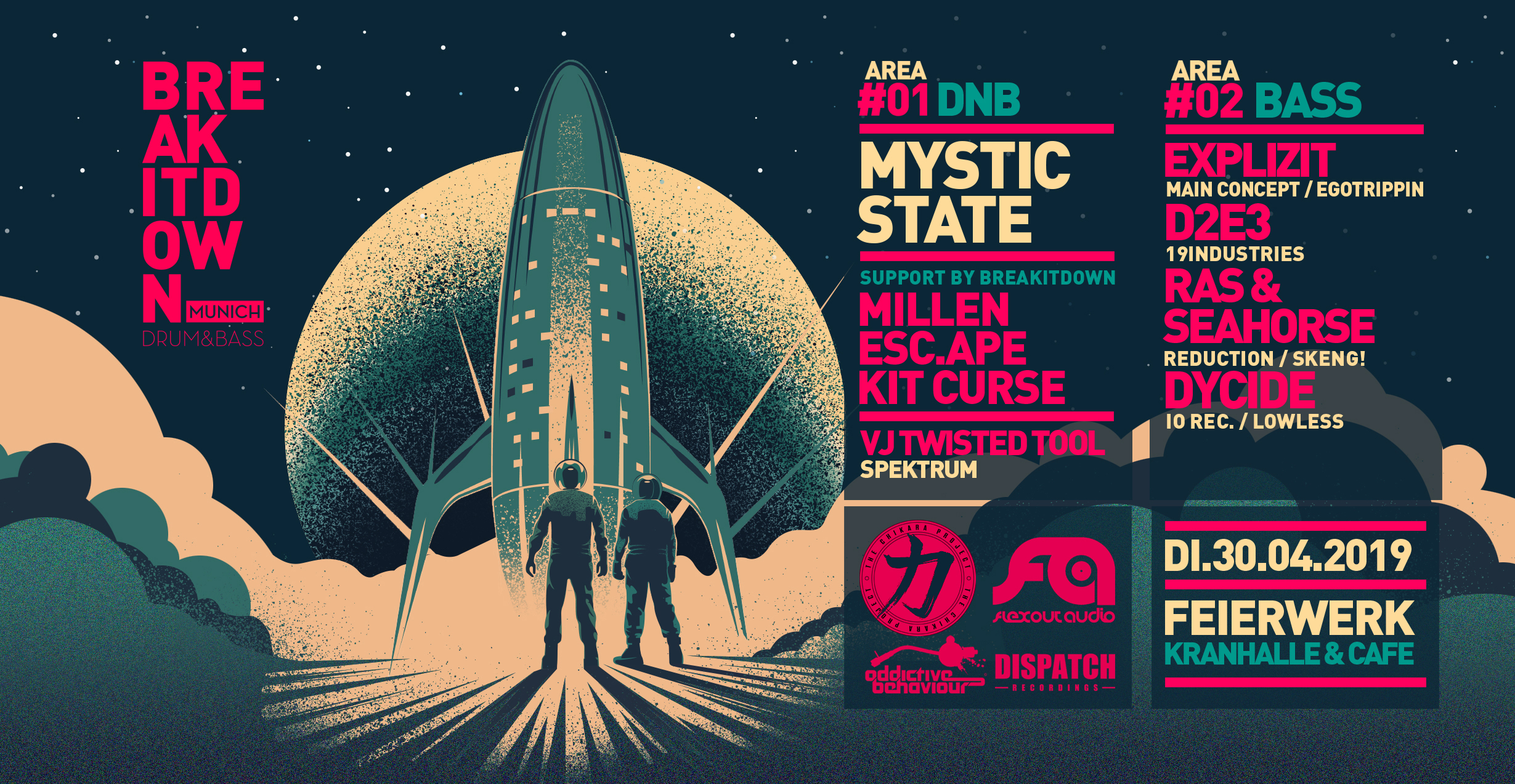 Poster: 30.04.19 BREAK IT DOWN pres. MYSTIC STATE (THE CHIKARA PROJECT)