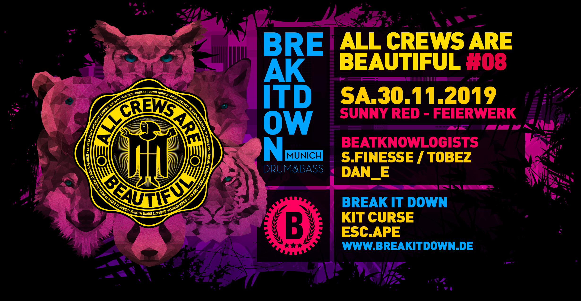 Poster: 30.11.19 BREAK IT DOWN pres. ALL CREWS ARE BEAUTIFUL #08